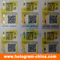 Tamper Evident Hologram Stickers avec Qr Code Printing